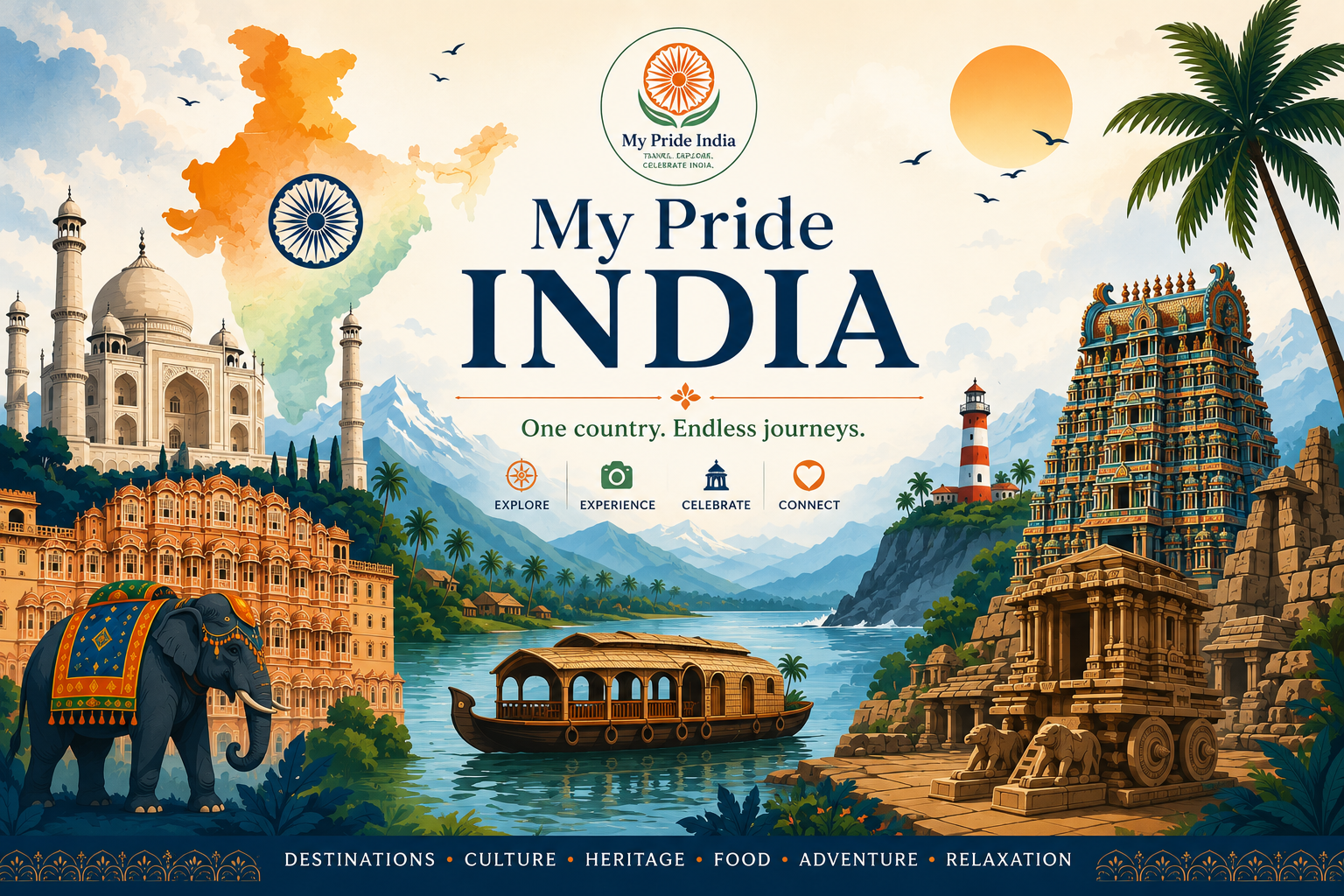 Stylized India travel collage